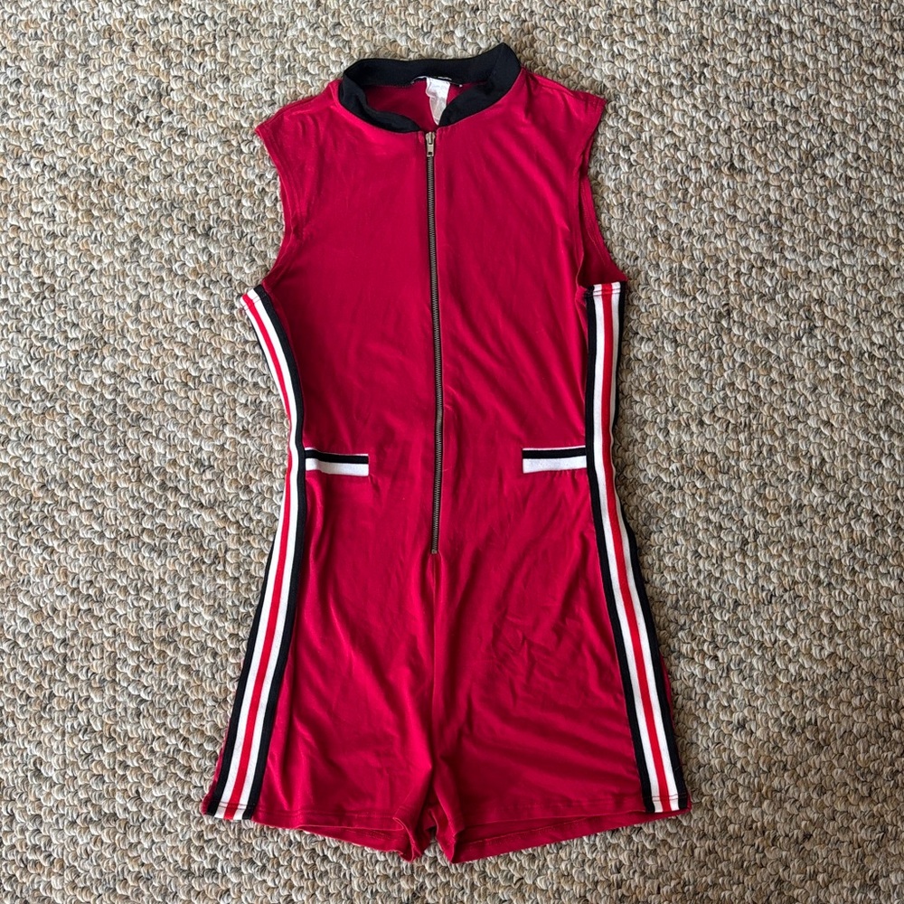Fashion Nova Red Sleeveless Zip-Up Top